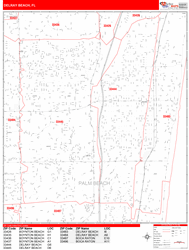Delray Beach Wall Map Zip Code Red Line Style 2024